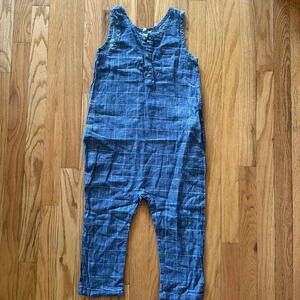 Nico Nico sz 6 romper 100% cotton, modern Organics blue checkered chambray EUC